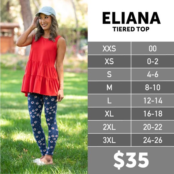 XXS Lularoe Eliana layered top, red white blue ribbon stripes - Picture 2 of 2